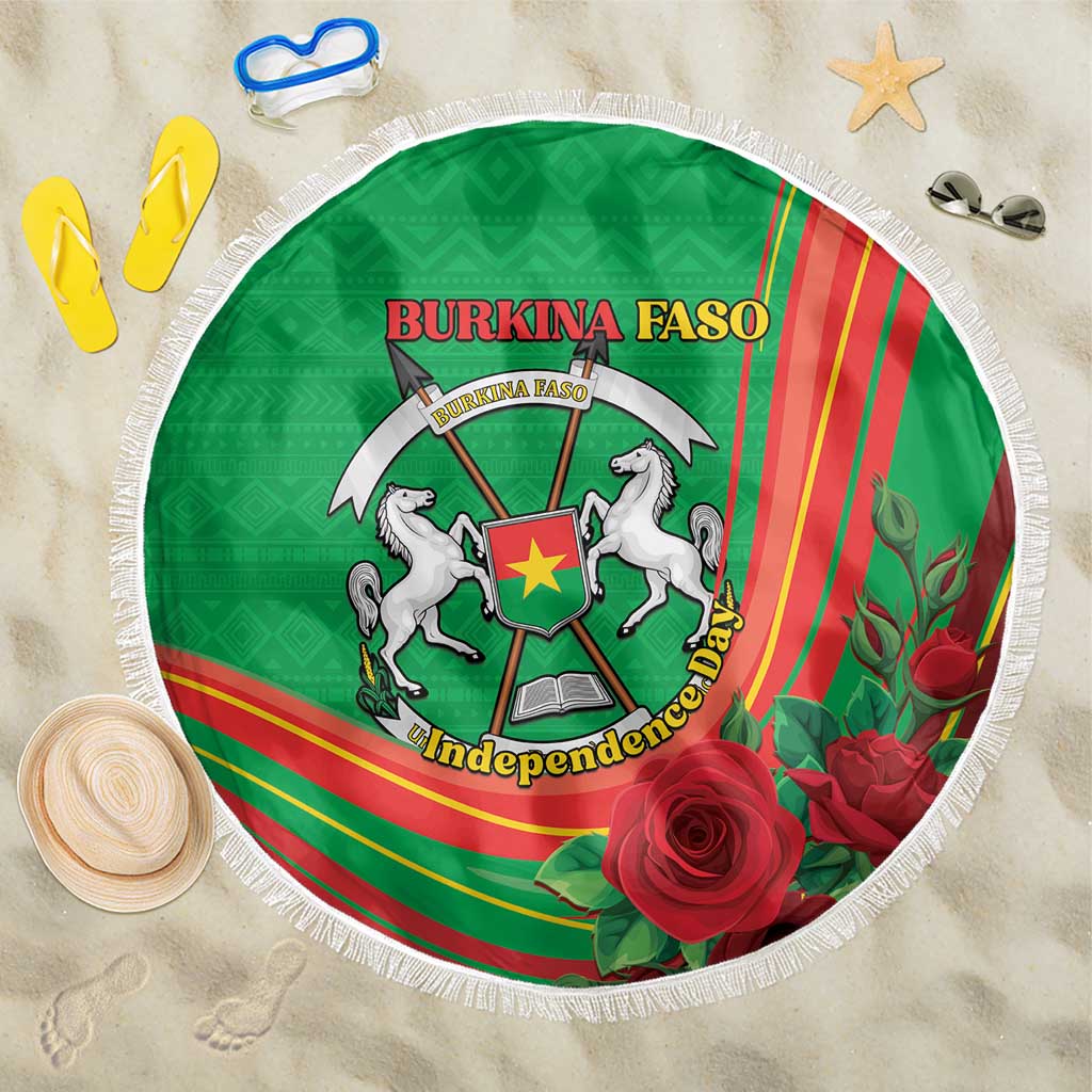 Burkina Faso Independence Day Beach Blanket Coat Of Arms African Pattern