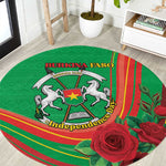 Burkina Faso Independence Day Round Carpet Coat Of Arms African Pattern