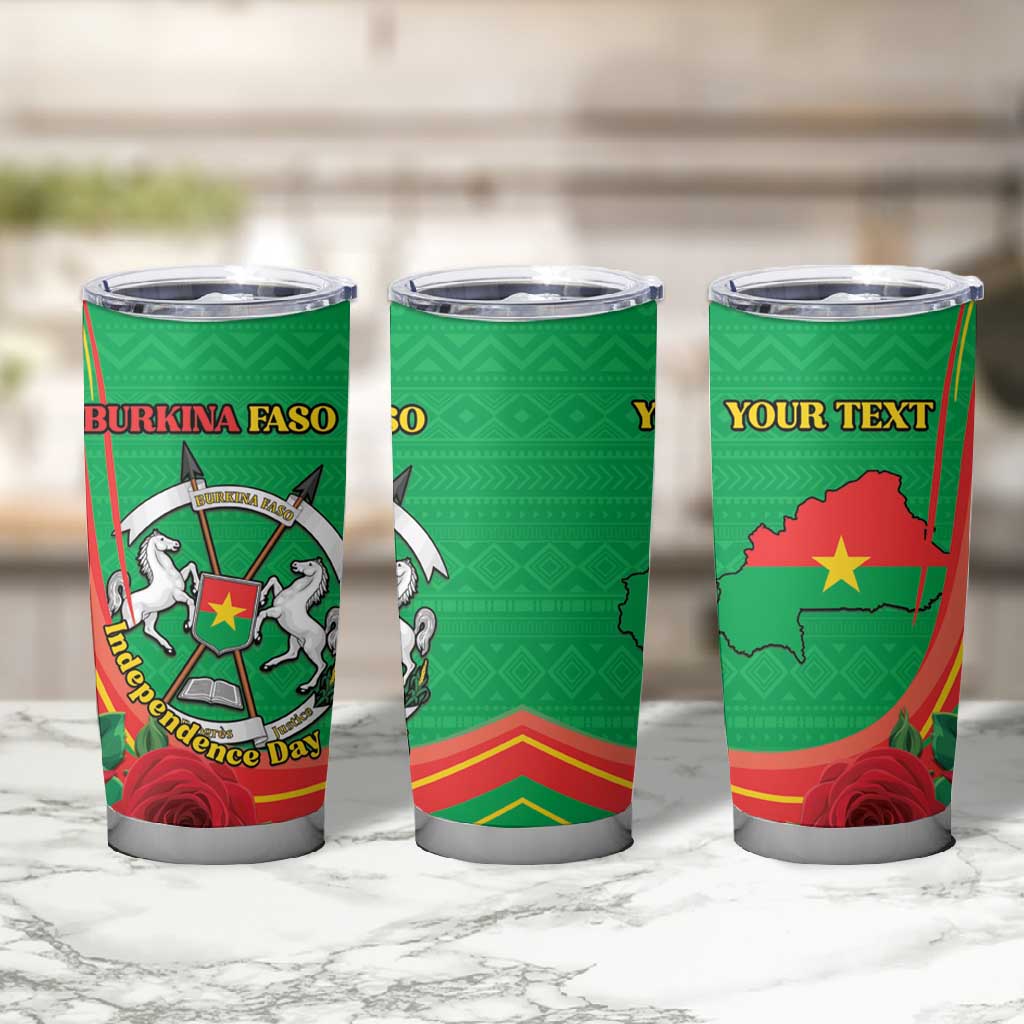 Personalised Burkina Faso Independence Day Tumbler Cup Coat Of Arms African Pattern