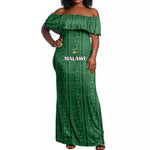 Custom Malawi Football Off Shoulder Maxi Dress Go Champions - Green - African Pride