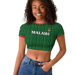 Custom Malawi Football Raglan Cropped T shirt Go Champions - Green - African Pride