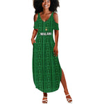 Custom Malawi Football Summer Maxi Dress Go Champions - Green - African Pride