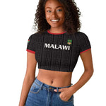 Custom Malawi Football Raglan Cropped T shirt Go Champions - Black - African Pride