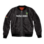 Custom Malawi Football Sleeve Zip Bomber Jacket Go Champions - Black - African Pride