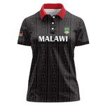 Custom Malawi Football Women Polo Shirt Go Champions - Black - African Pride