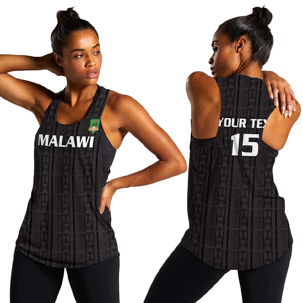 Custom Malawi Football Women Racerback Tank Go Champions - Black - African Pride