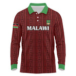 Custom Malawi Football Long Sleeve Polo Shirt Go Champions - Red - African Pride