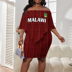 Custom Malawi Football Off Shoulder Short Dress Go Champions - Red - African Pride