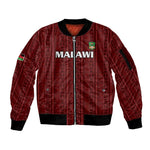 Custom Malawi Football Sleeve Zip Bomber Jacket Go Champions - Red - African Pride
