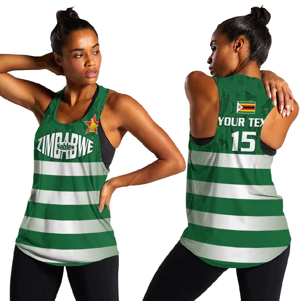 Rugby Zimbabwe Custom Women Racerback Tank Go Champions Sables - African Pride