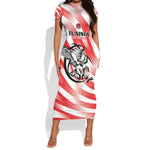Afro Basketball Tunisia Custom Short Sleeve Bodycon Dress Go Eagles of Carthage - African Pride