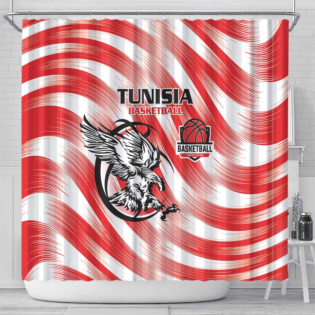 Afro Basketball Tunisia Shower Curtain Go Eagles of Carthage - African Pride