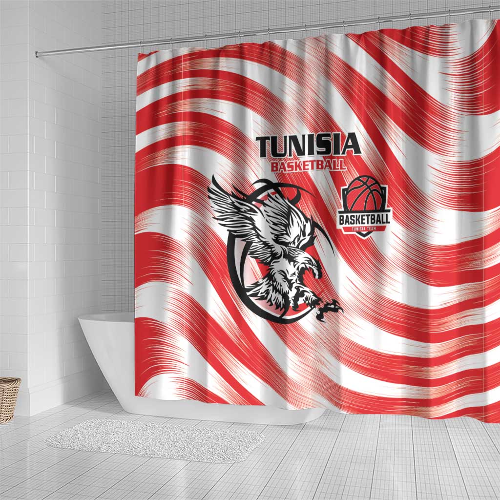Afro Basketball Tunisia Shower Curtain Go Eagles of Carthage - African Pride