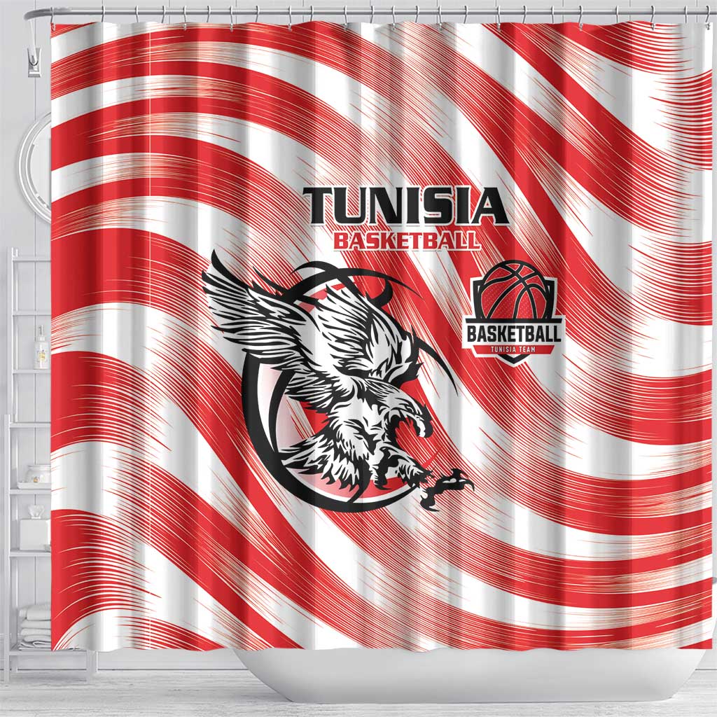 Afro Basketball Tunisia Shower Curtain Go Eagles of Carthage - African Pride