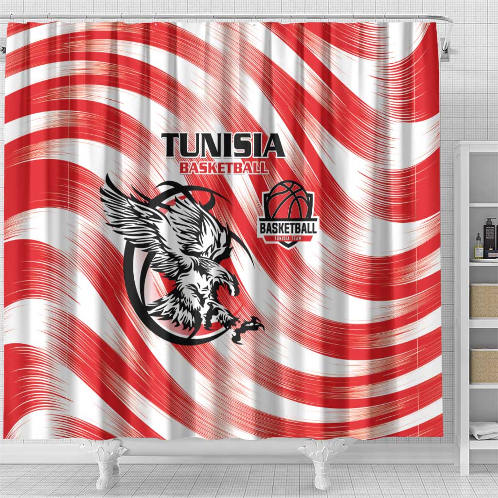 Afro Basketball Tunisia Shower Curtain Go Eagles of Carthage - African Pride