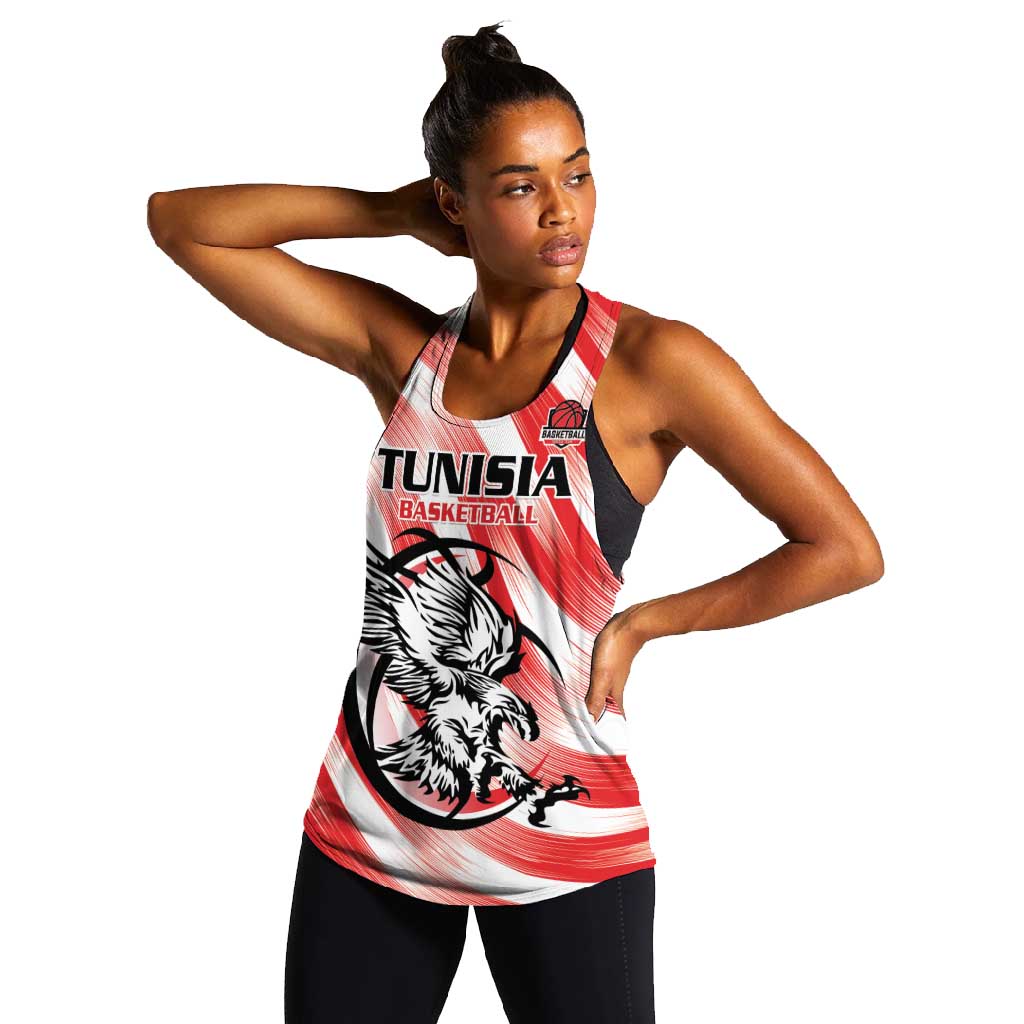 Afro Basketball Tunisia Custom Women Racerback Tank Go Eagles of Carthage - African Pride