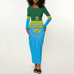 Afro Basketball Rwanda Custom Long Sleeve Bodycon Dress Go Champions - African Pride
