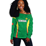 Afro Basketball Senegal Custom Off Shoulder Sweater Go Champions Lions - African Pride