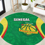 Afro Basketball Senegal Custom Round Carpet Go Champions Lions - African Pride