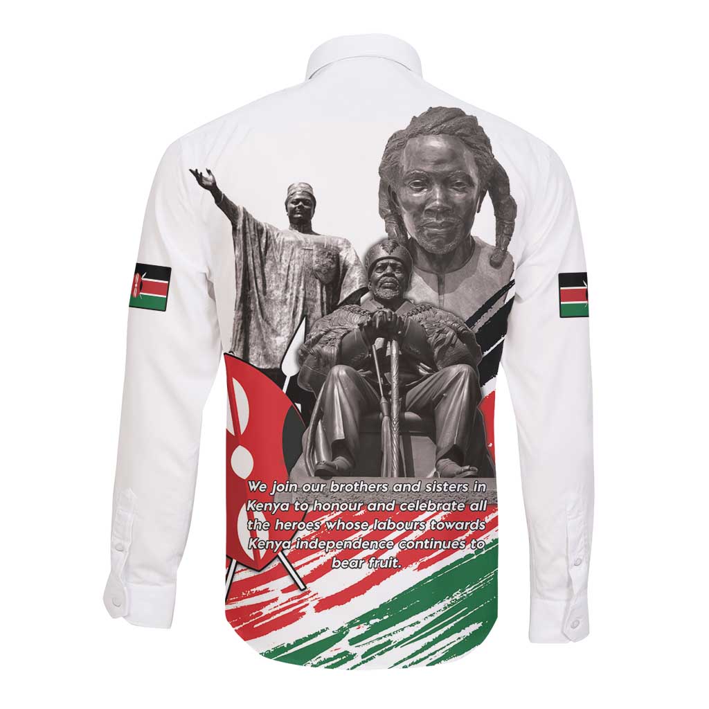 Happy Kenya Heroes Day Long Sleeve Button Shirt Kenyan Heroes - African Pride