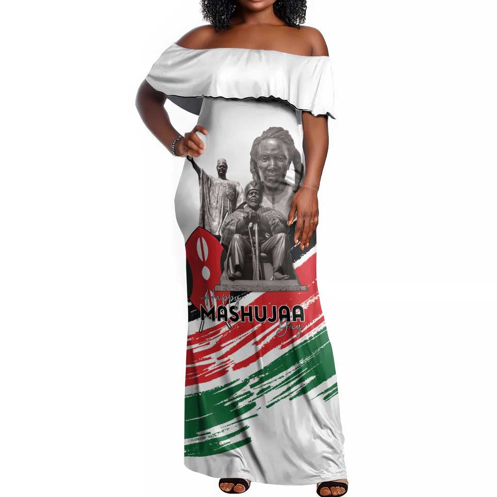 Happy Kenya Heroes Day Off Shoulder Maxi Dress Kenyan Heroes - African Pride