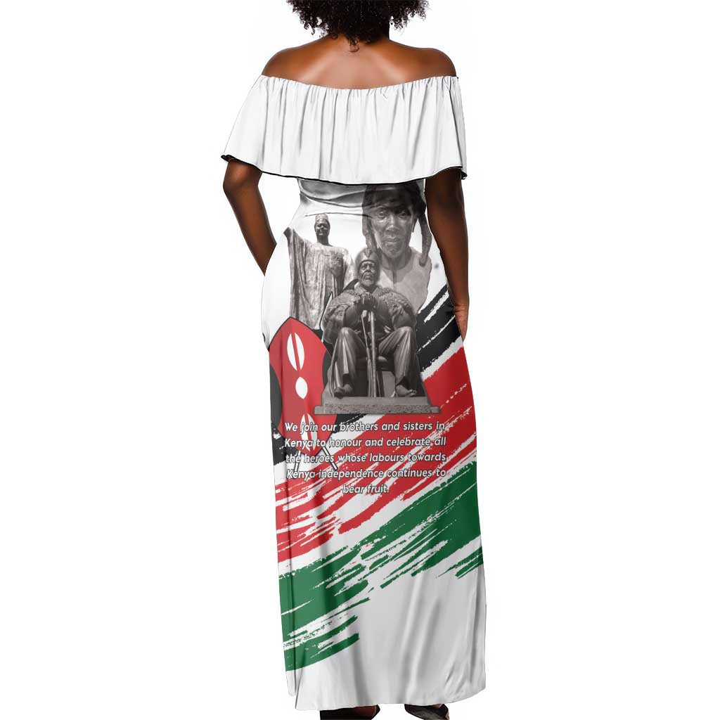Happy Kenya Heroes Day Off Shoulder Maxi Dress Kenyan Heroes - African Pride