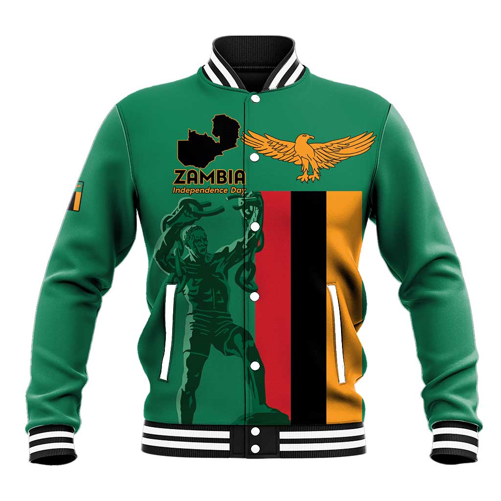 Zambia Independence Day Personalized Baseball Jacket Statue of Freedom - African Pride