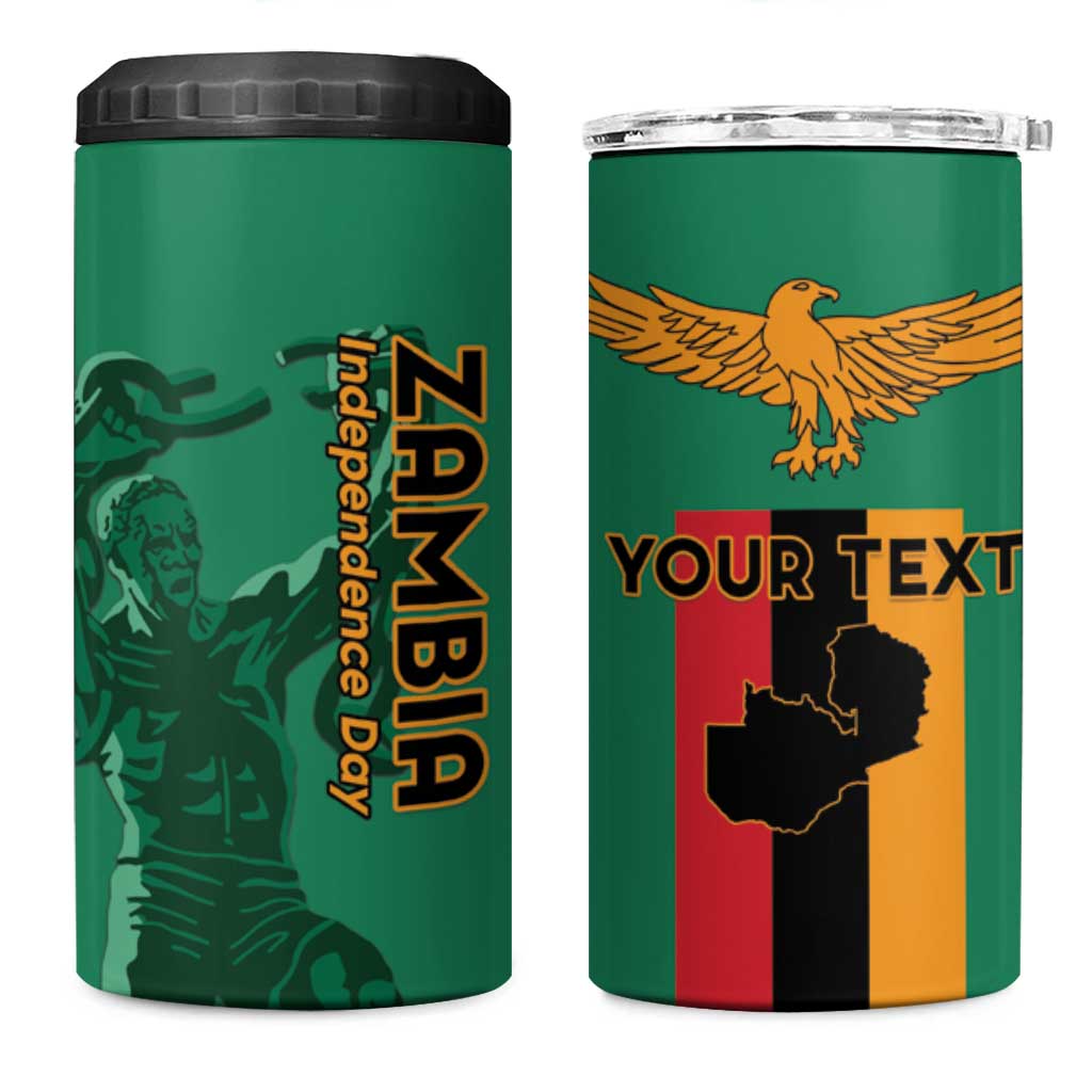 Zambia Independence Day Personalized 4 in 1 Can Cooler Tumbler Statue of Freedom - African Pride