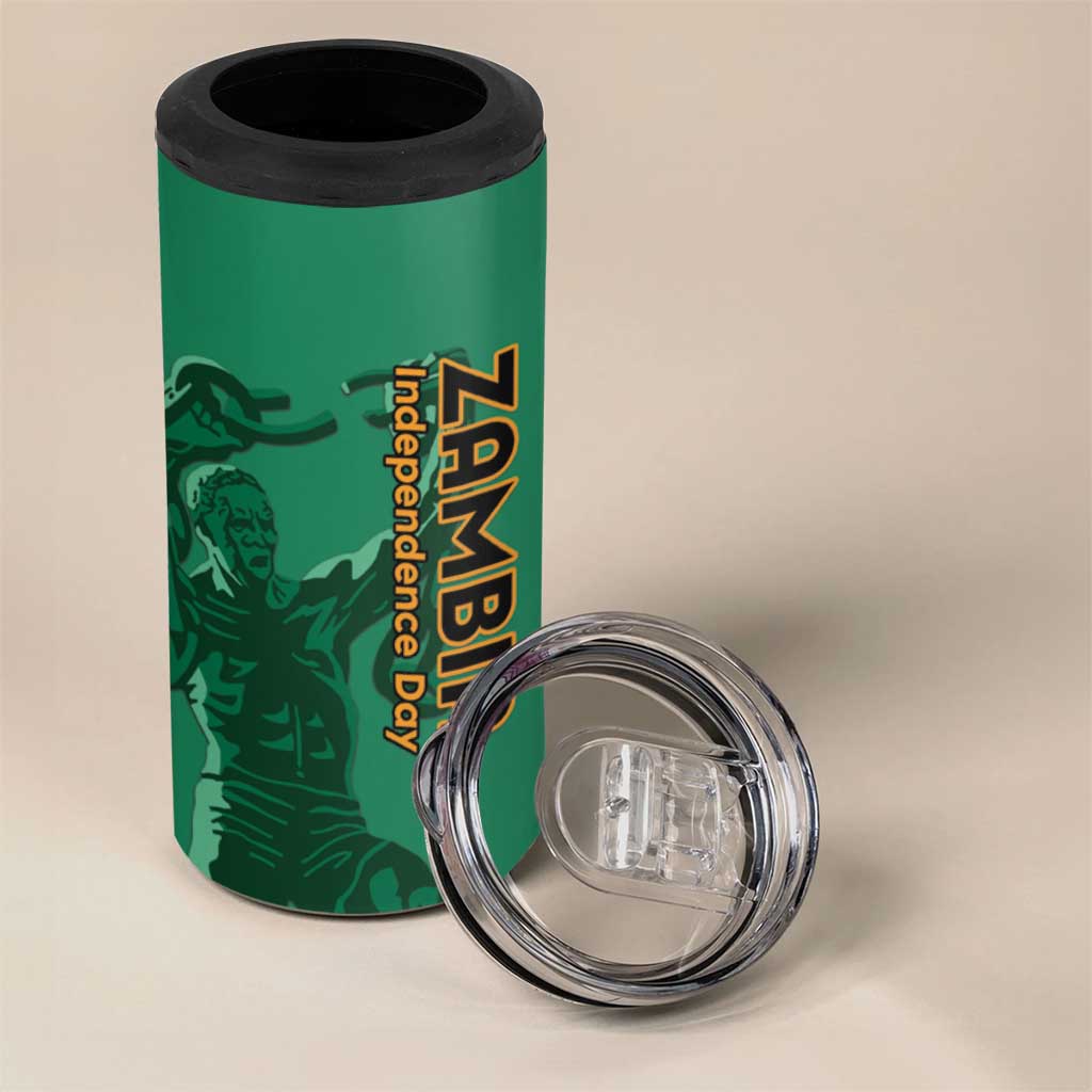 Zambia Independence Day Personalized 4 in 1 Can Cooler Tumbler Statue of Freedom - African Pride
