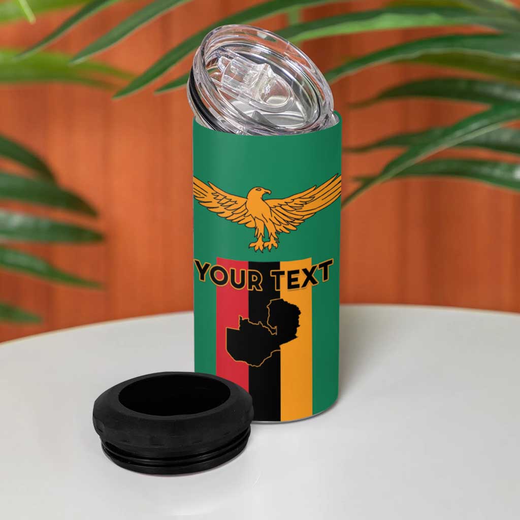 Zambia Independence Day Personalized 4 in 1 Can Cooler Tumbler Statue of Freedom - African Pride