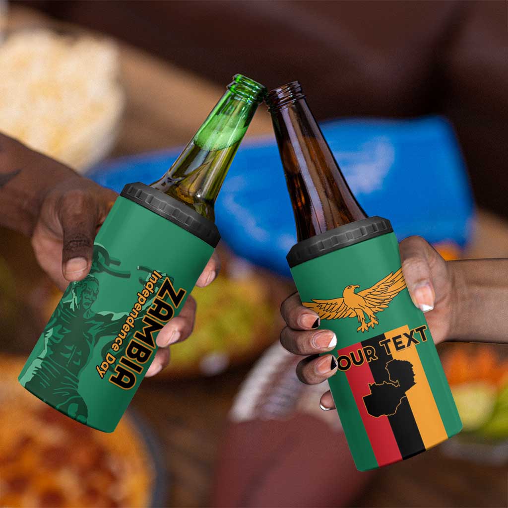Zambia Independence Day Personalized 4 in 1 Can Cooler Tumbler Statue of Freedom - African Pride