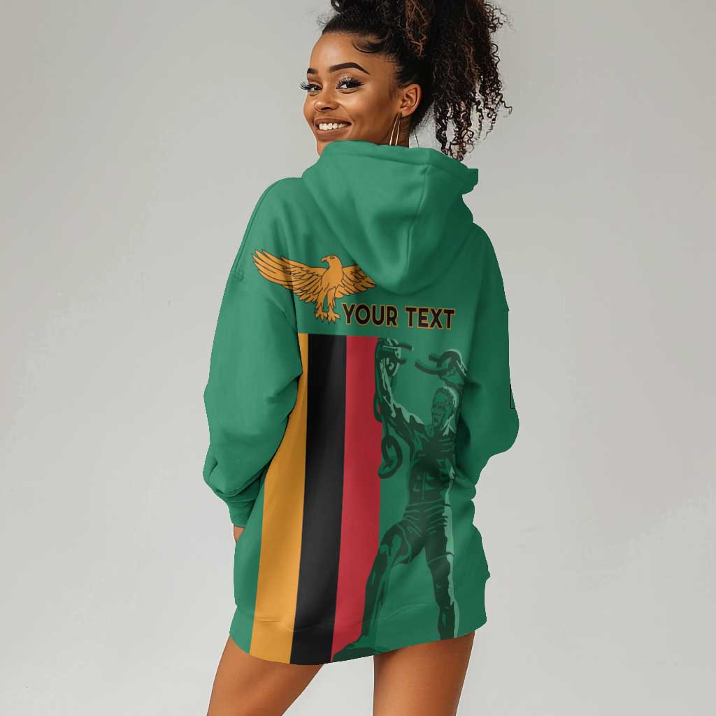 Zambia Independence Day Personalized Hoodie Dress Statue of Freedom - African Pride