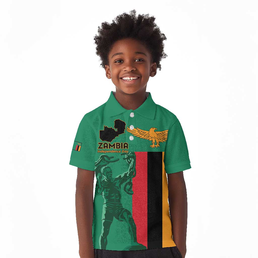 Zambia Independence Day Personalized Kid Polo Shirt Statue of Freedom - African Pride