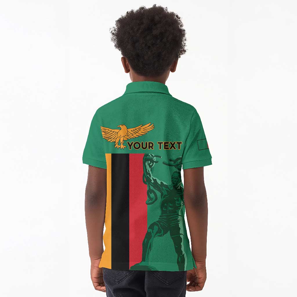 Zambia Independence Day Personalized Kid Polo Shirt Statue of Freedom - African Pride
