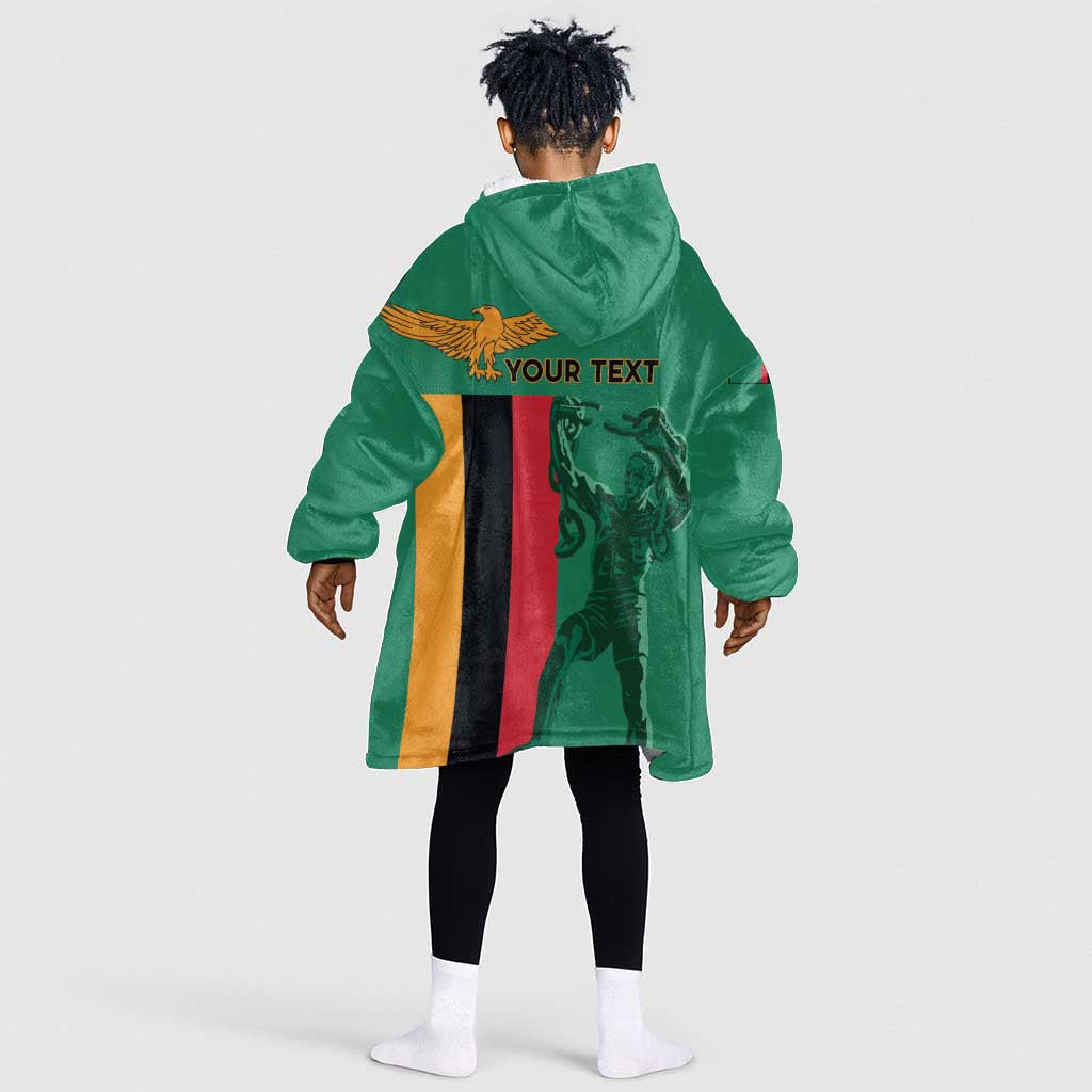 Zambia Independence Day Personalized Kid Wearable Blanket Hoodie Statue of Freedom - African Pride