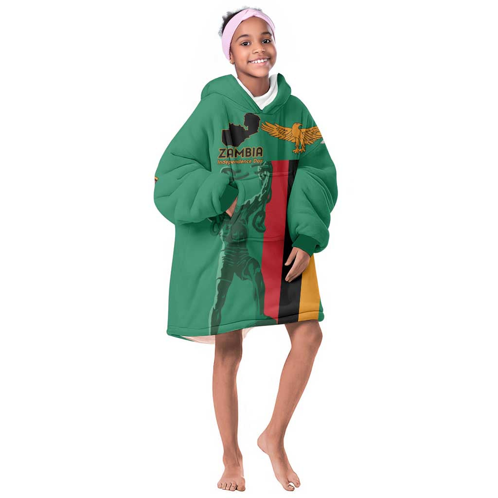 Zambia Independence Day Personalized Kid Wearable Blanket Hoodie Statue of Freedom - African Pride