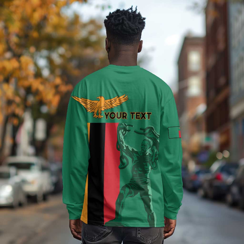 Zambia Independence Day Personalized Long Sleeve Shirt Statue of Freedom - African Pride