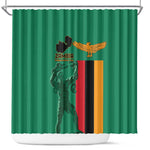 Zambia Independence Day Shower Curtain Statue of Freedom - African Pride