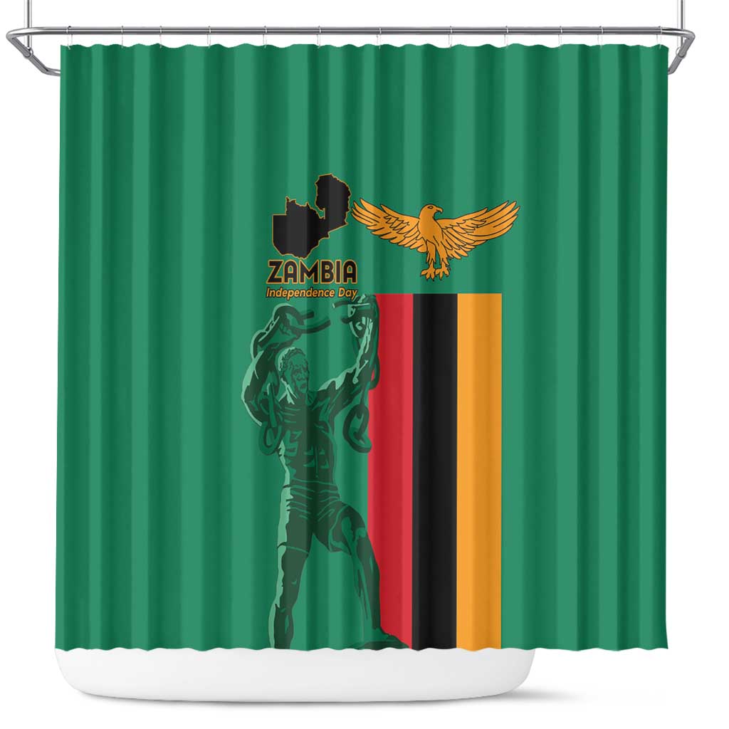 Zambia Independence Day Shower Curtain Statue of Freedom - African Pride