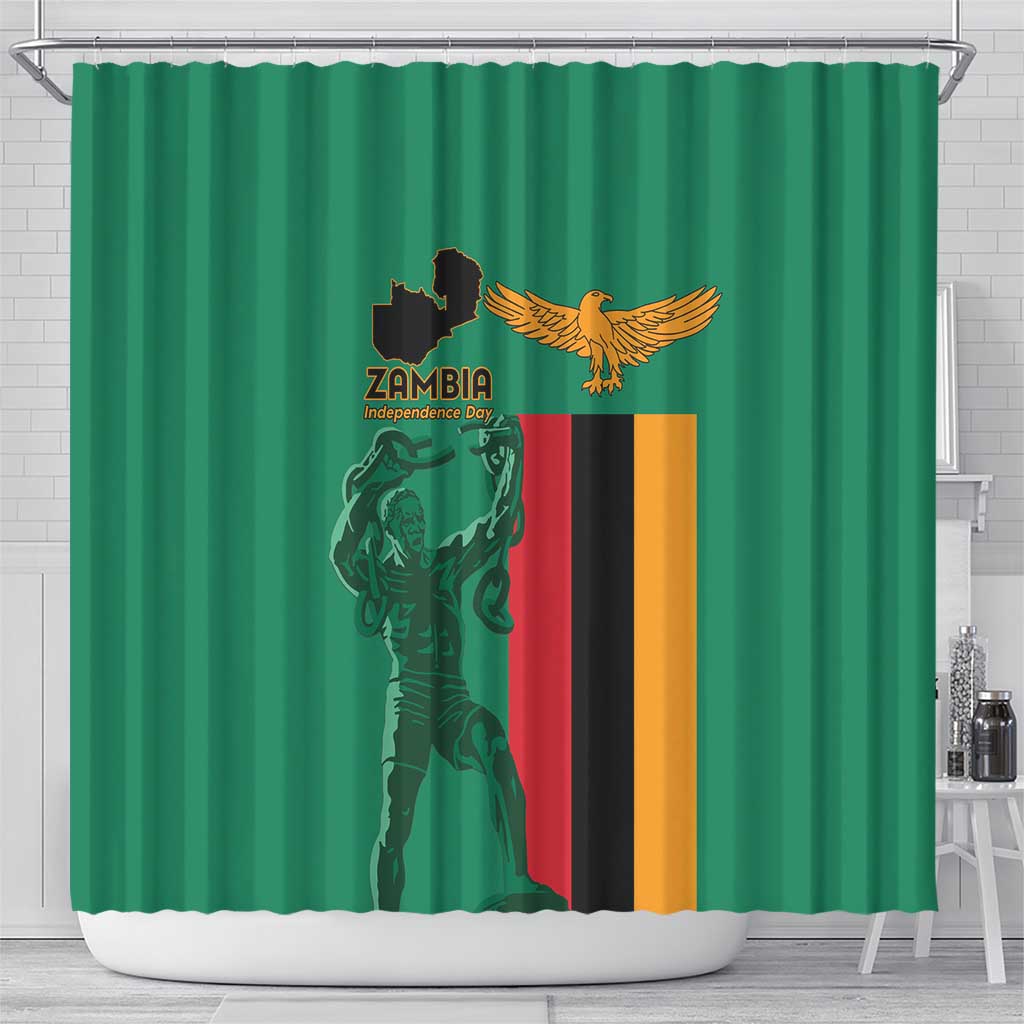Zambia Independence Day Shower Curtain Statue of Freedom - African Pride