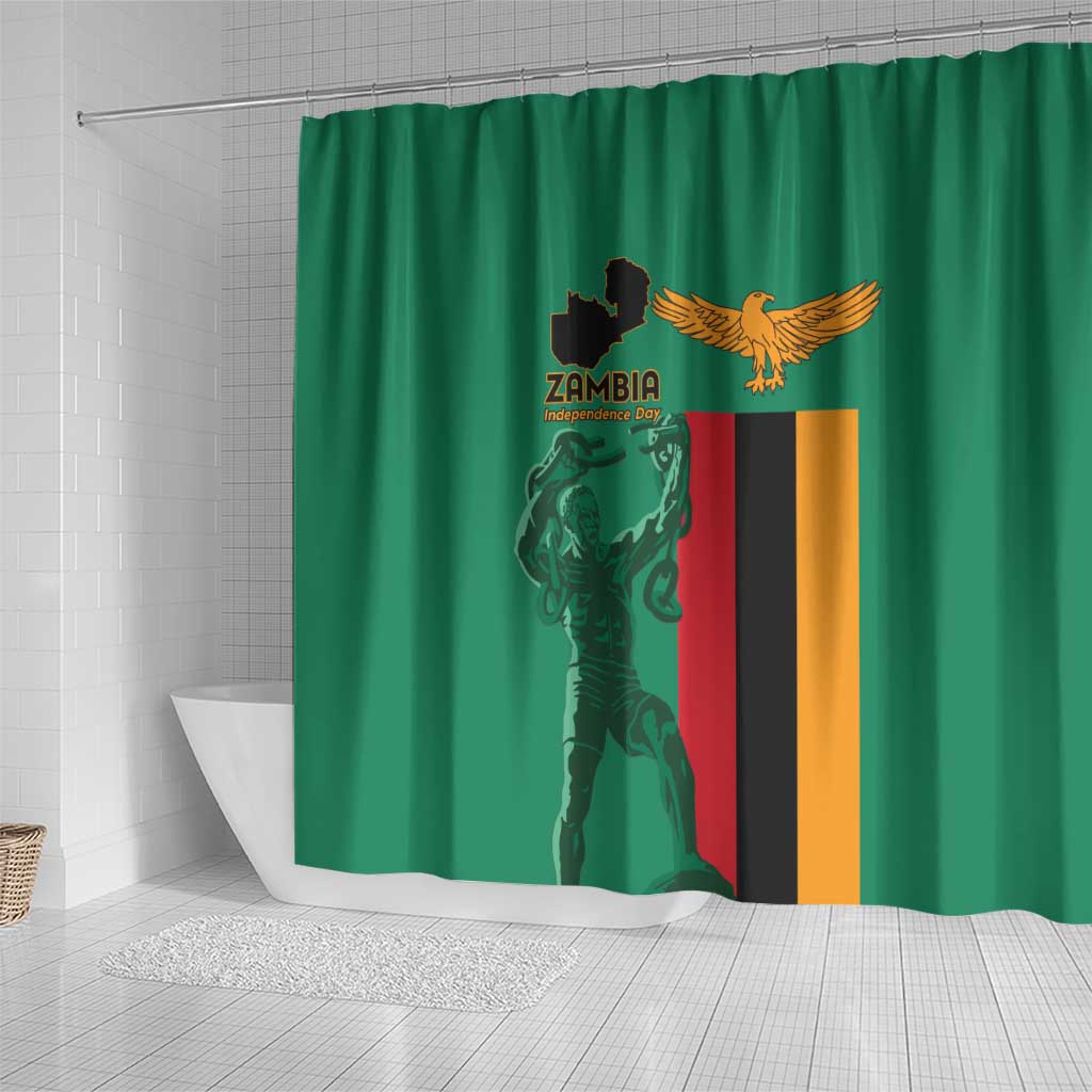 Zambia Independence Day Shower Curtain Statue of Freedom - African Pride
