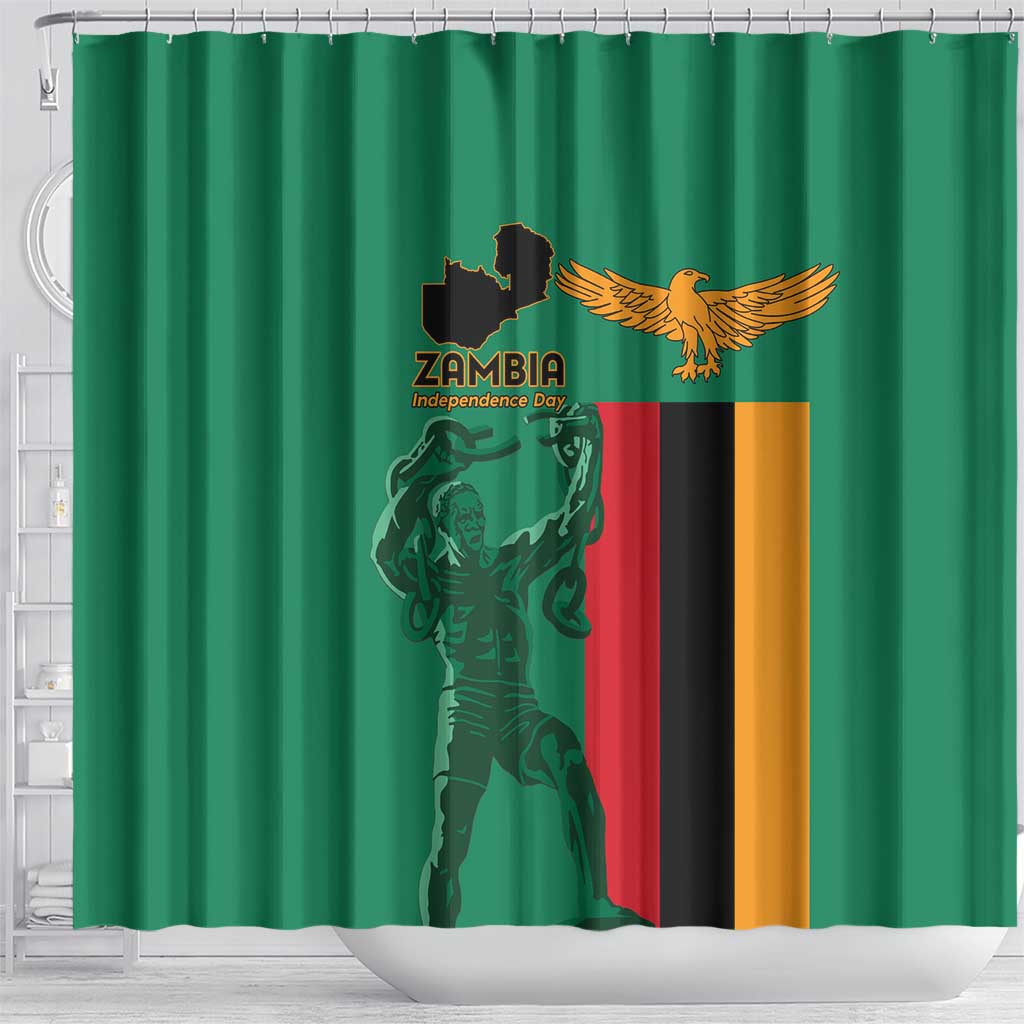 Zambia Independence Day Shower Curtain Statue of Freedom - African Pride