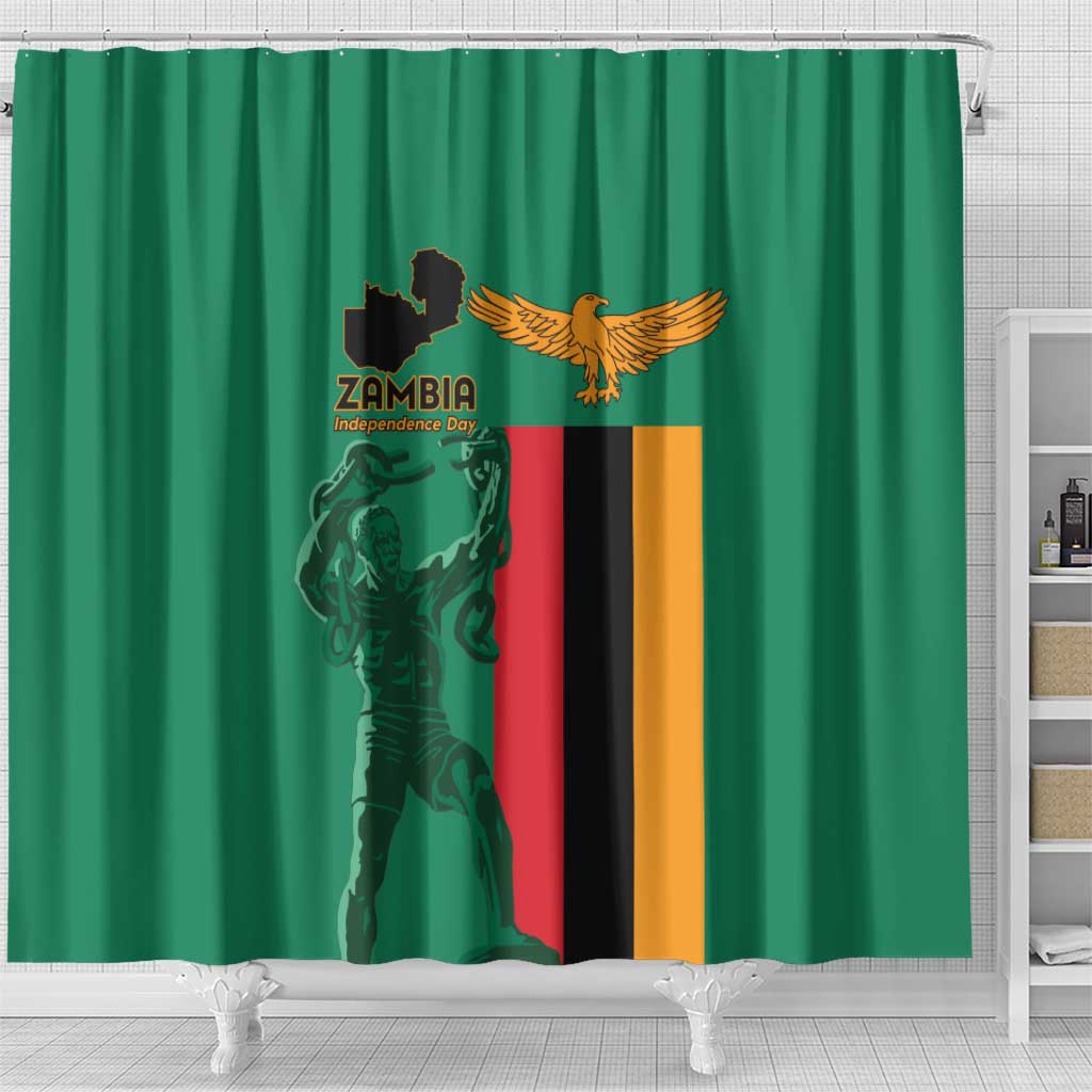 Zambia Independence Day Shower Curtain Statue of Freedom - African Pride