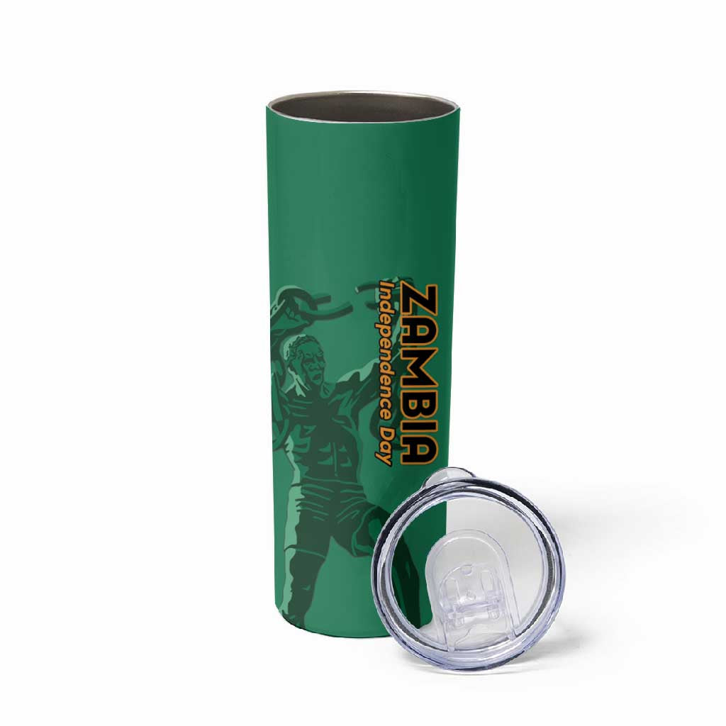 Zambia Independence Day Personalized Skinny Tumbler Statue of Freedom - African Pride