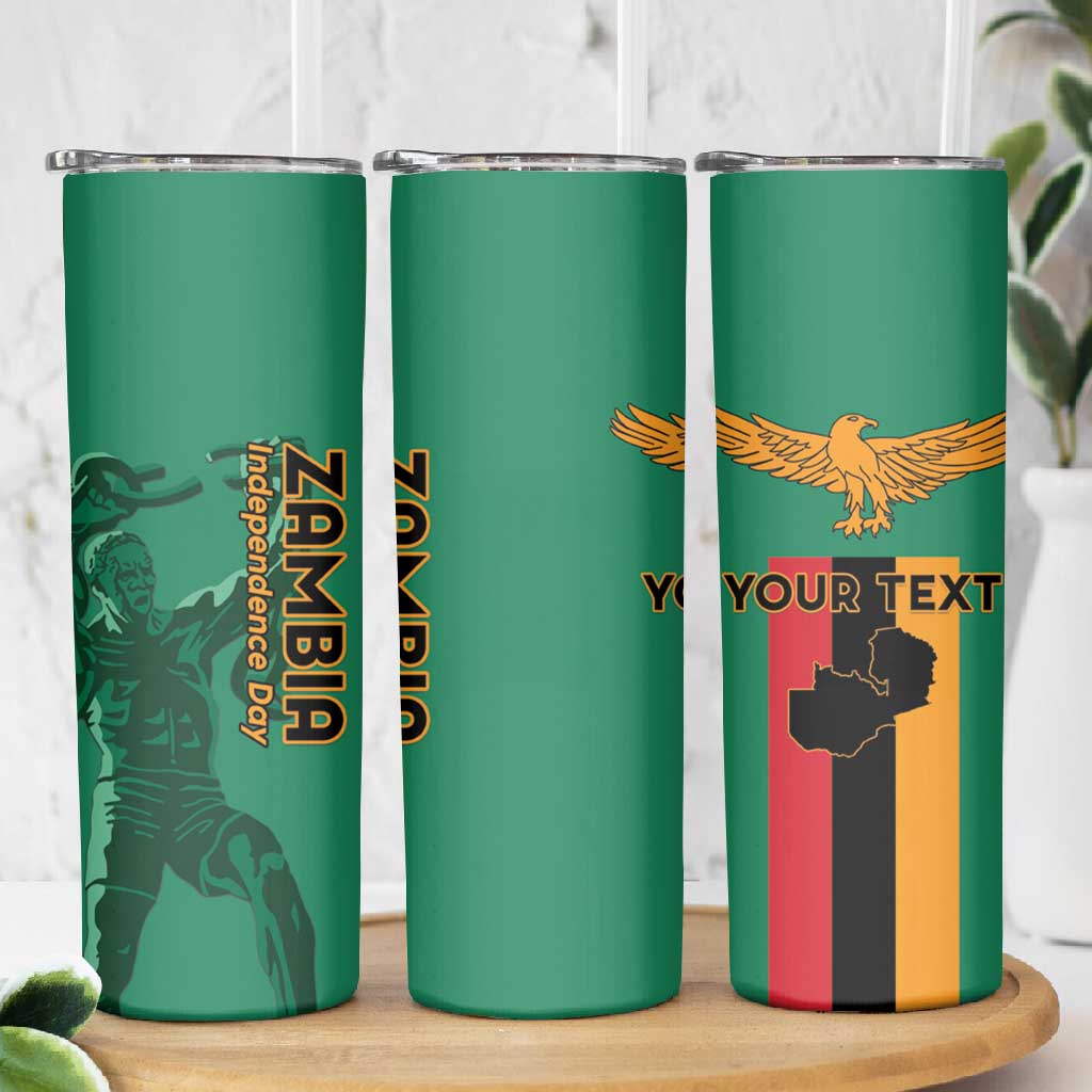Zambia Independence Day Personalized Skinny Tumbler Statue of Freedom - African Pride
