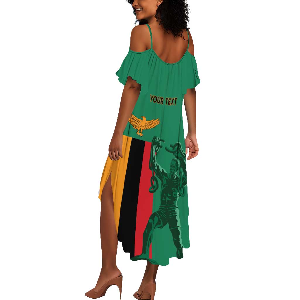 Zambia Independence Day Personalized Summer Maxi Dress Statue of Freedom - African Pride