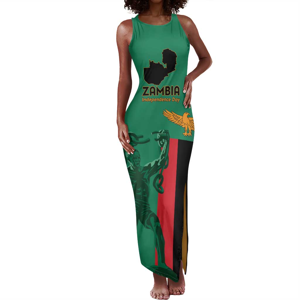 Zambia Independence Day Personalized Tank Maxi Dress Statue of Freedom - African Pride