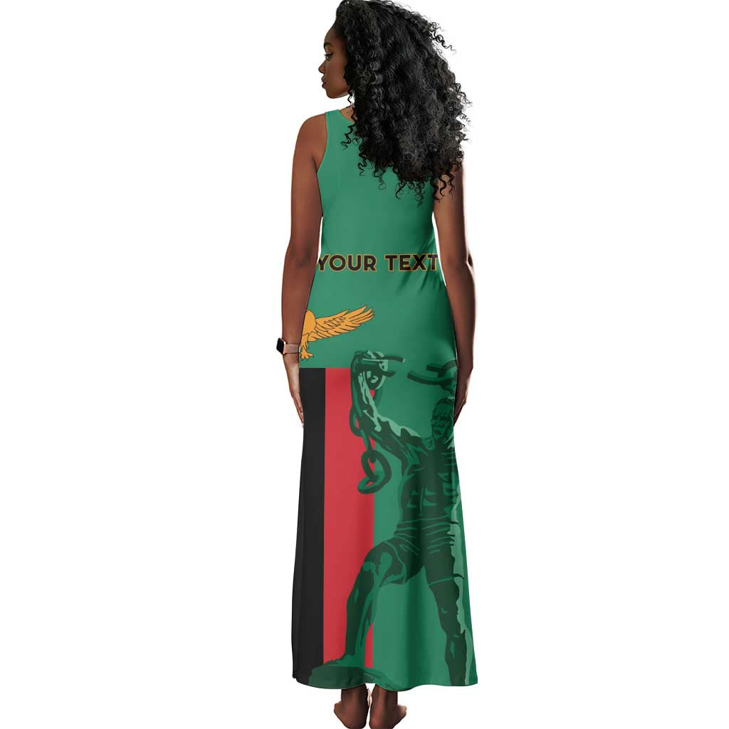 Zambia Independence Day Personalized Tank Maxi Dress Statue of Freedom - African Pride