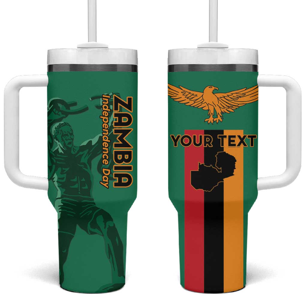 Zambia Independence Day Personalized Tumbler With Handle Statue of Freedom - African Pride