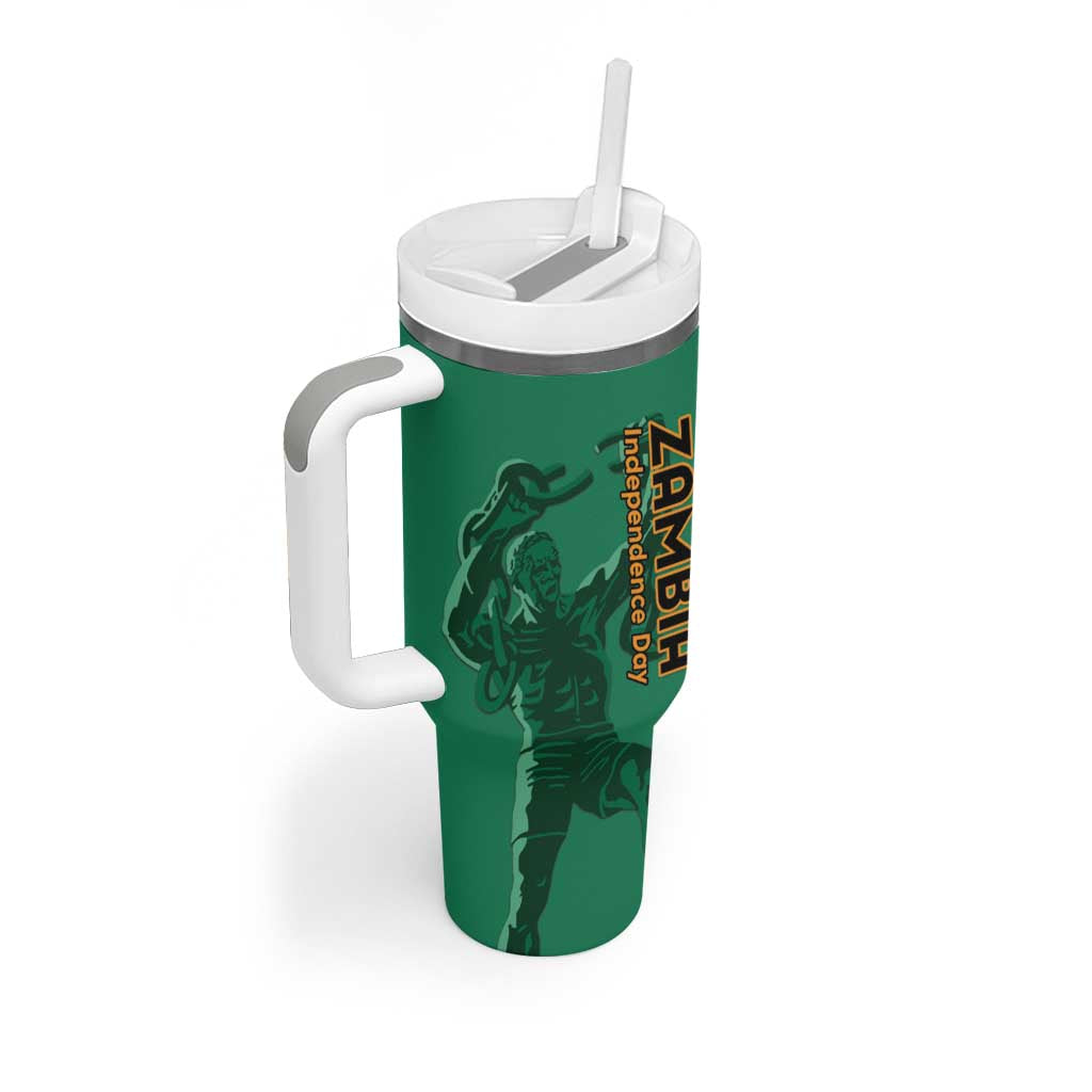 Zambia Independence Day Personalized Tumbler With Handle Statue of Freedom - African Pride